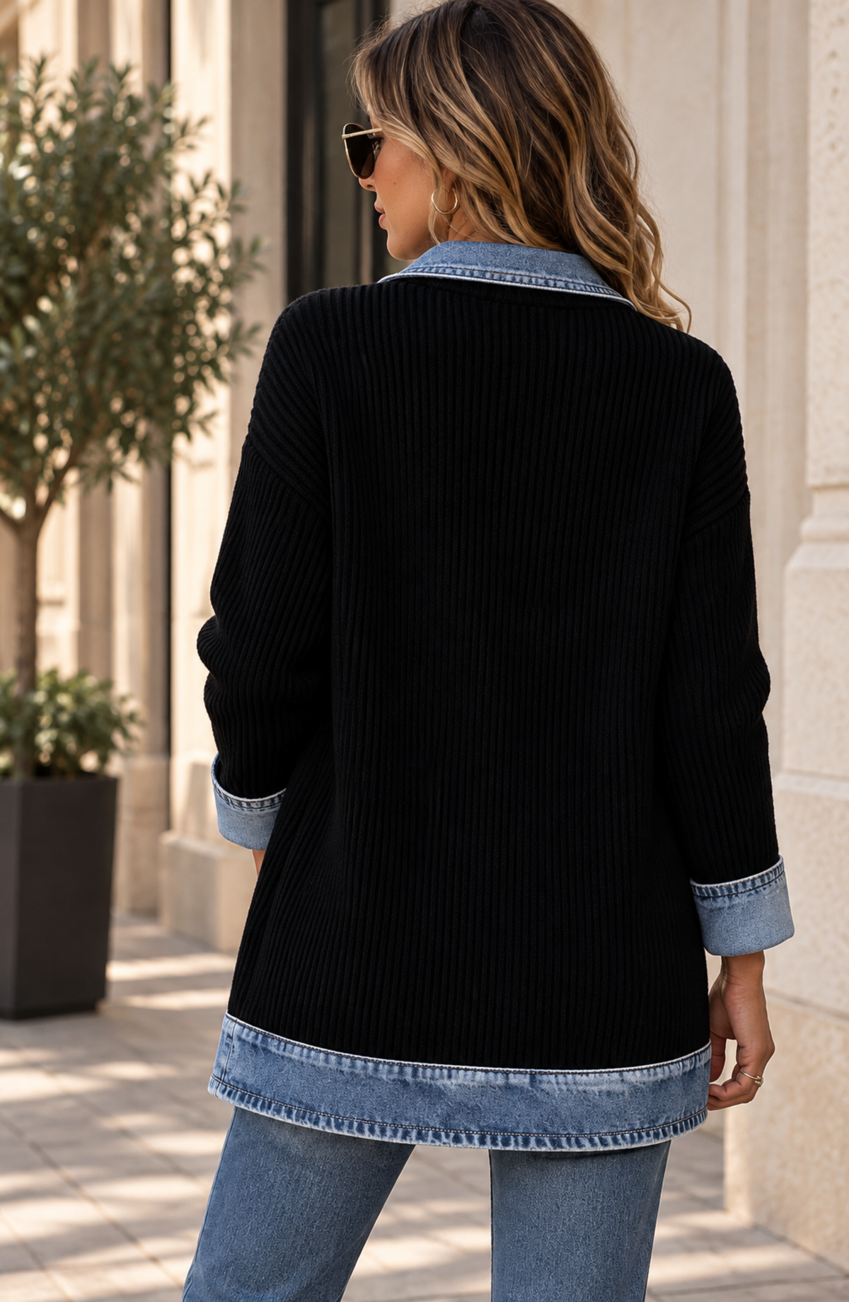 Chaqueta Metropolitan con Contraste Denim