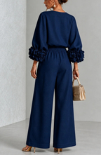 Conjunto de Top de Manga Larga y Pantalón de Pierna Ancha