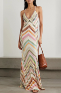 Vestido Largo de Crochet con Escote en V para Verano