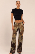 Pantalón Estampado de Pierna Ancha y Tiro Bajo