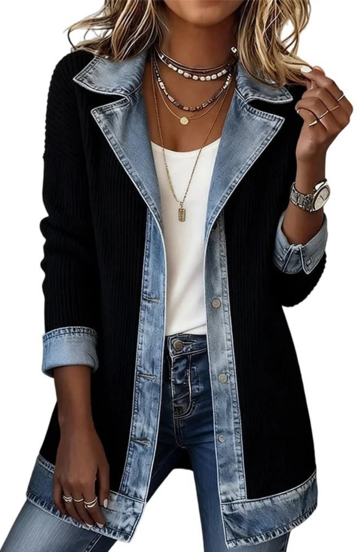 Chaqueta Metropolitan con Contraste Denim