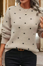Jersey de Punto con Lunares en Contraste