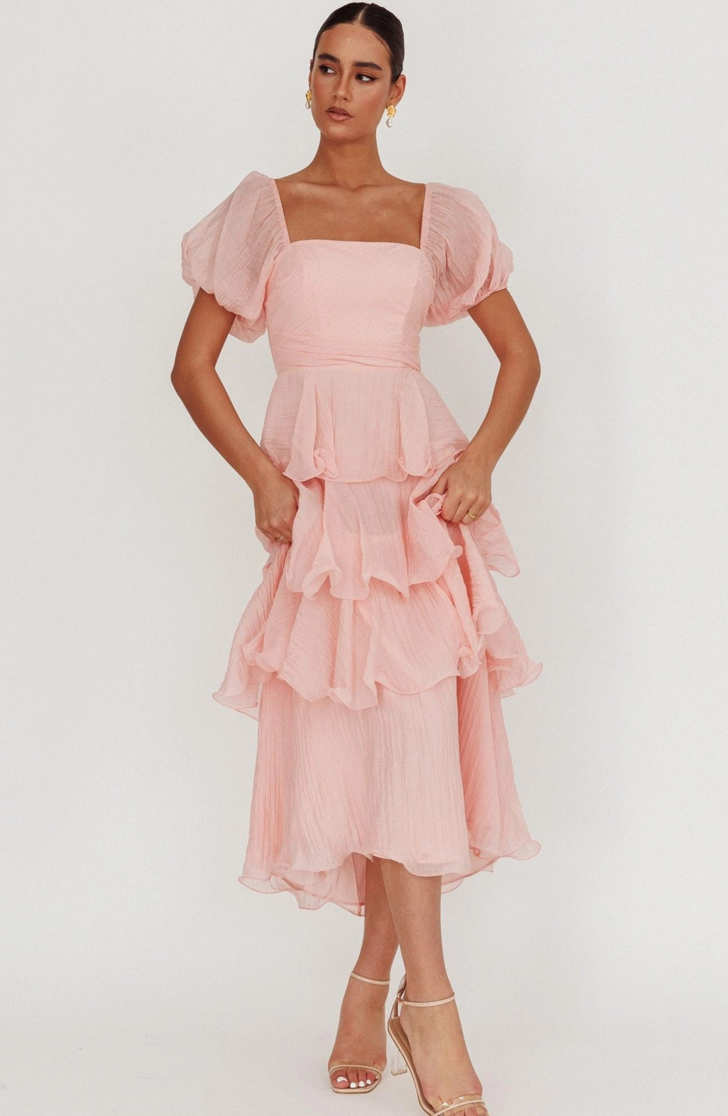Blush Ruffle Midi Dress