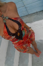 Halter Neck Mini Dress with Adjustable Side Tie
