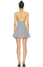 Vestido Corto Halter con Cintura Entallada y Falda Acampanada