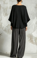 Conjunto Oversize de Top y Pantalón Palazzo Plisado