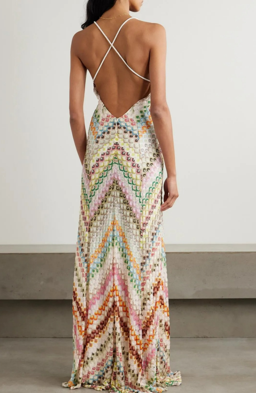 Vestido Largo de Crochet con Escote en V para Verano