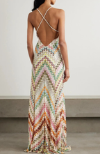 Vestido Largo de Crochet con Escote en V para Verano