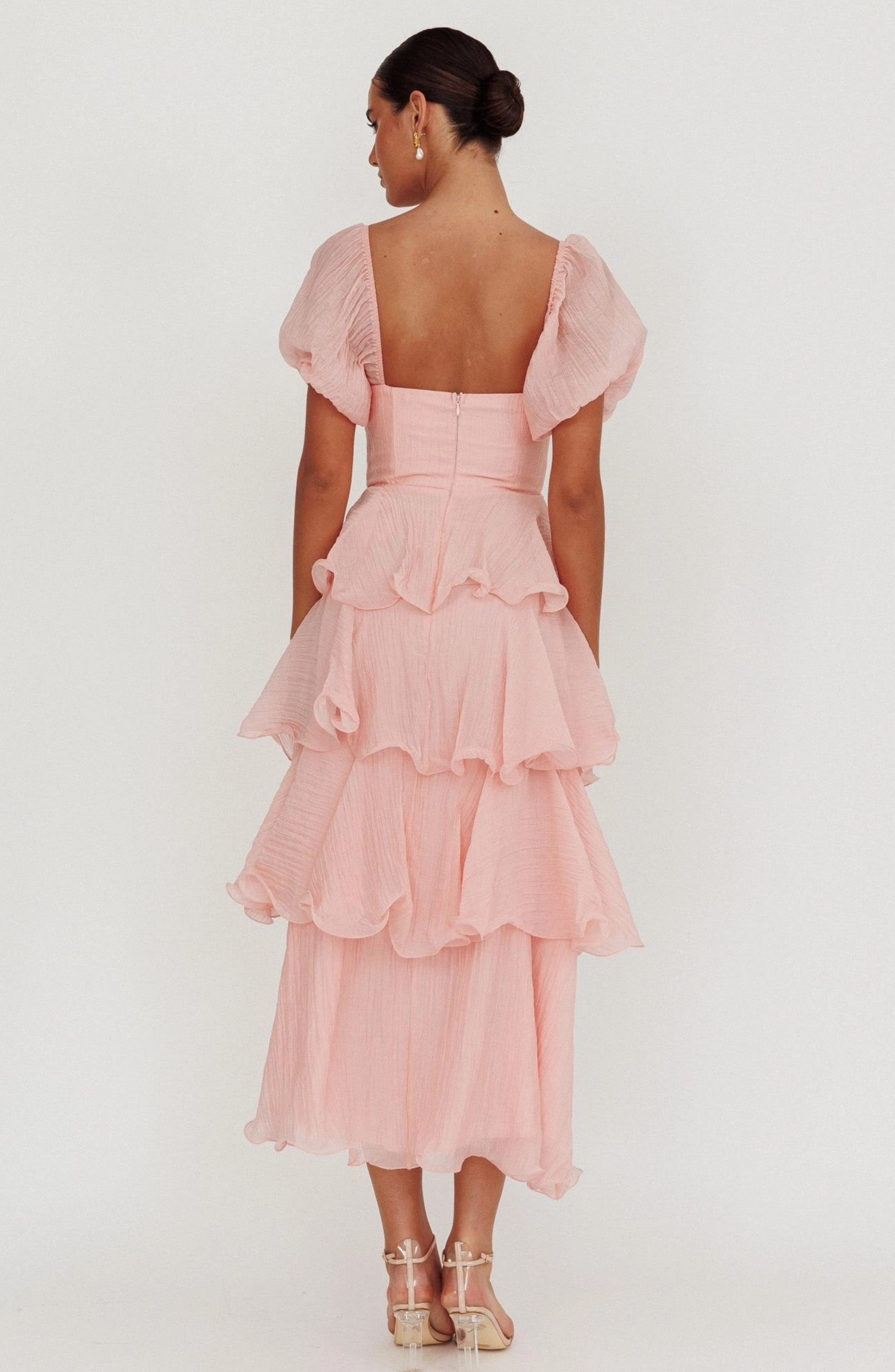 Blush Ruffle Midi Dress