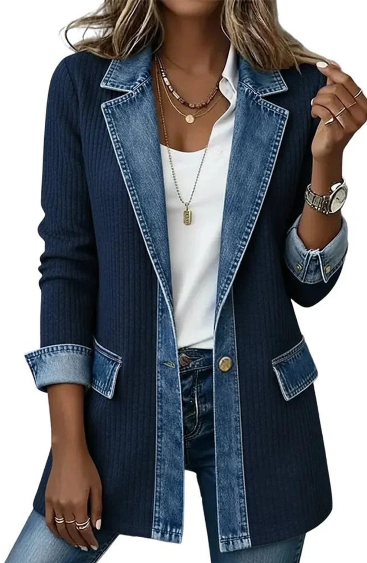 Chaqueta Metropolitan con Contraste Denim