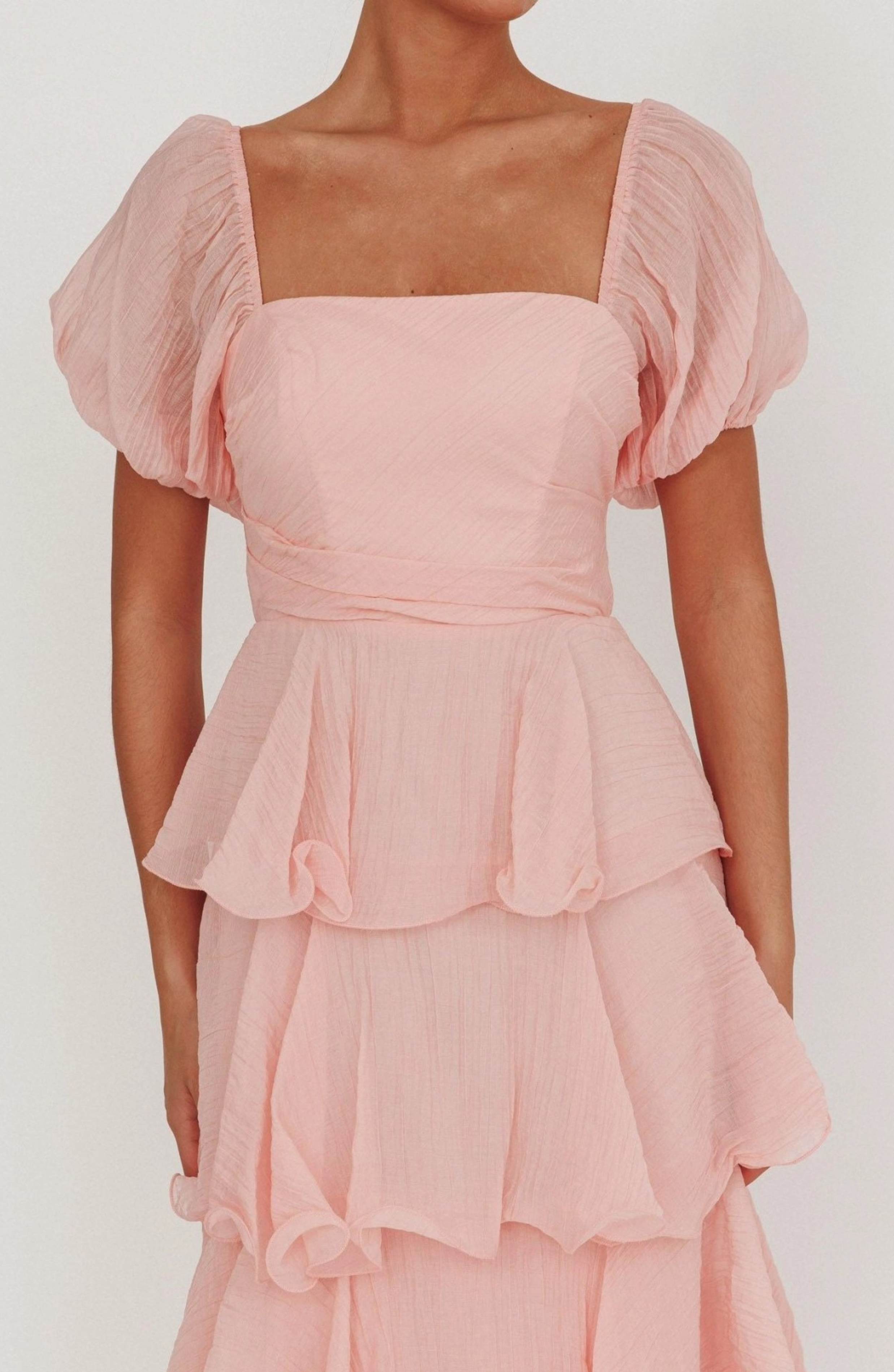 Blush Ruffle Midi Dress
