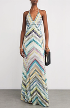 Vestido Largo de Crochet con Escote en V para Verano