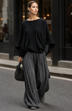 Conjunto Oversize de Top y Pantalón Palazzo Plisado