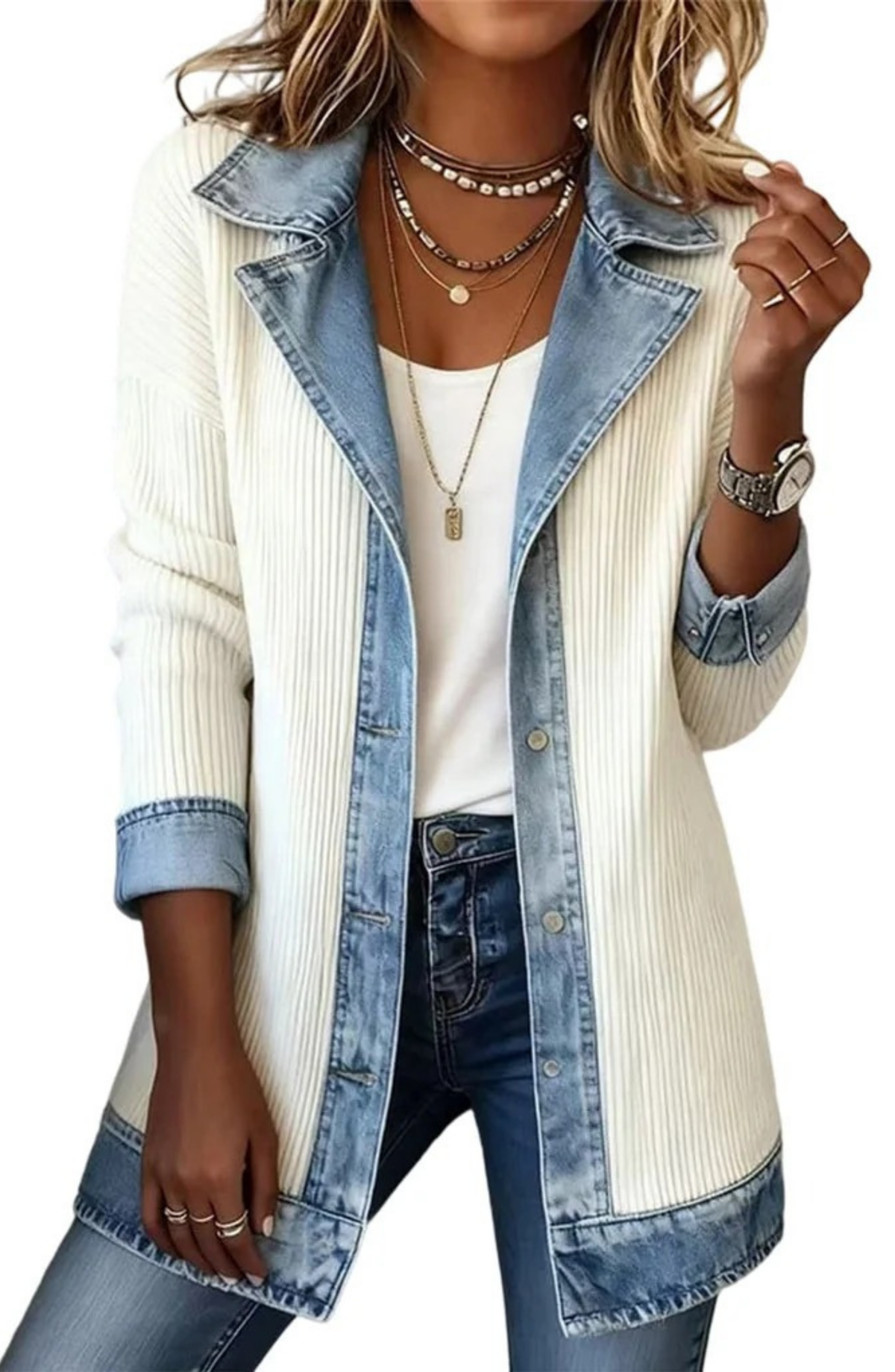 Chaqueta Metropolitan con Contraste Denim