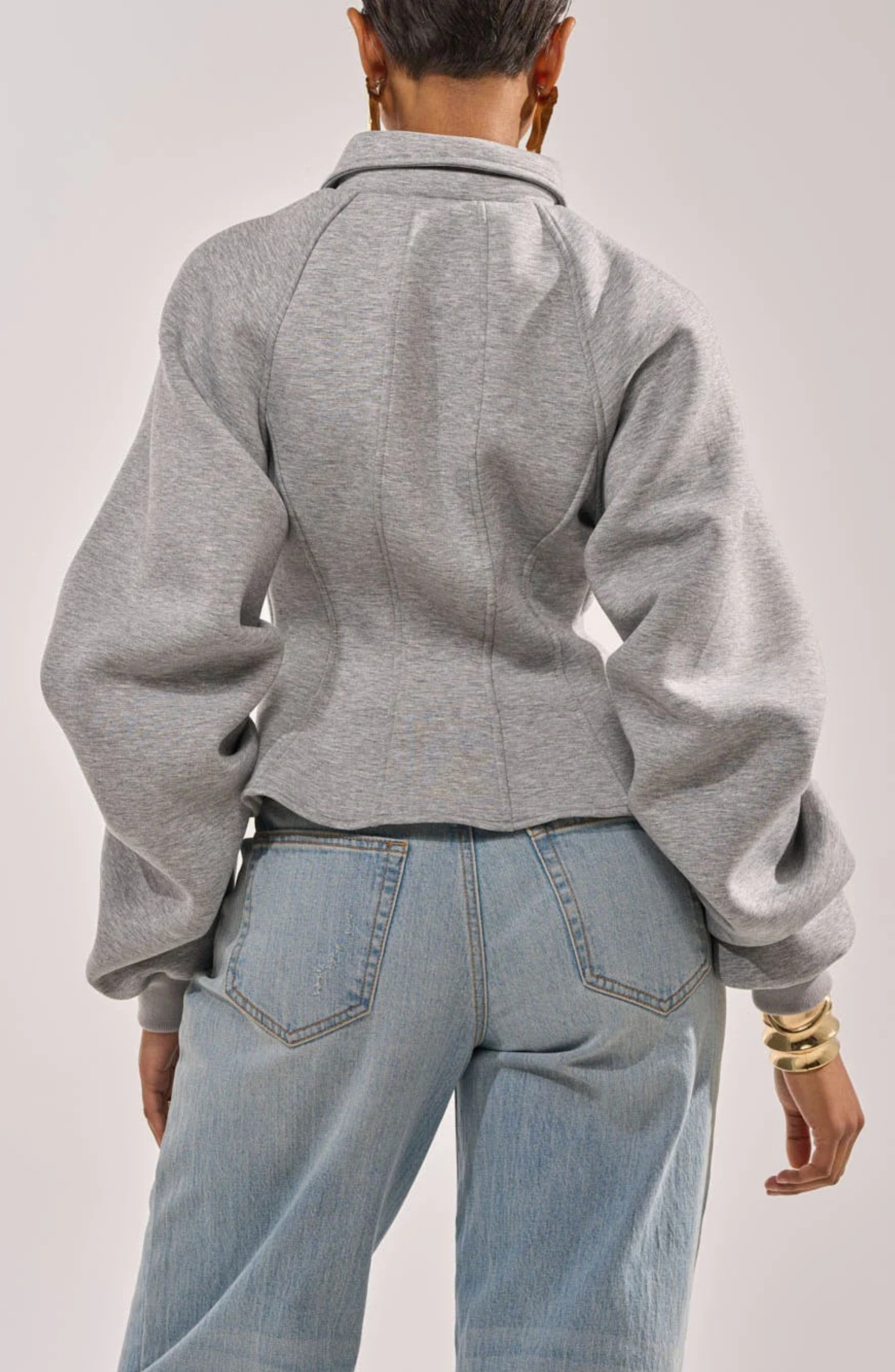Conjunto de Chaqueta con Cremallera y Pantalón de Pierna Ancha