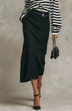 Conjunto de Top Bardot a Rayas y Falda Larga