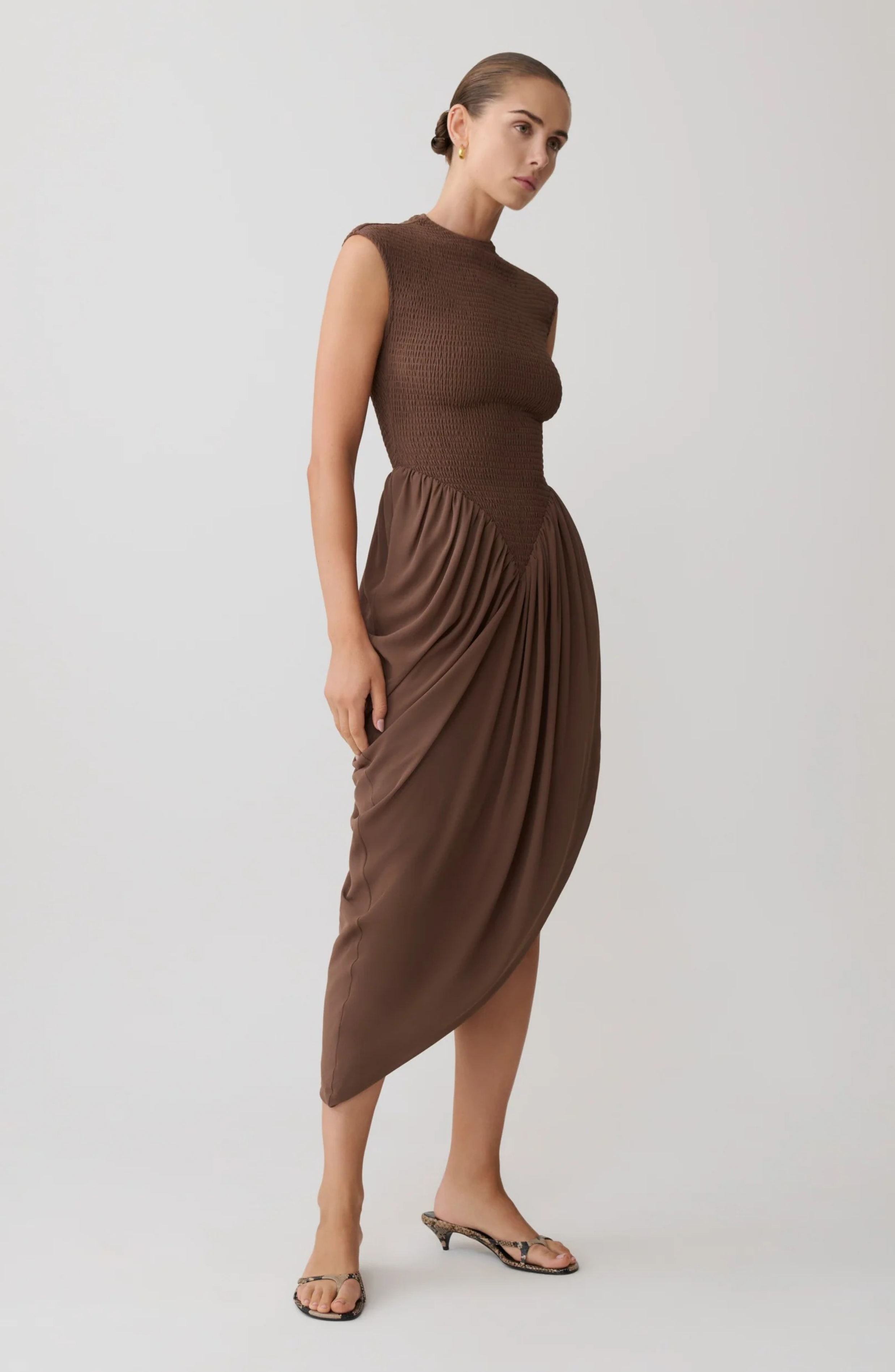 Cocoa Elegance Midi Dress