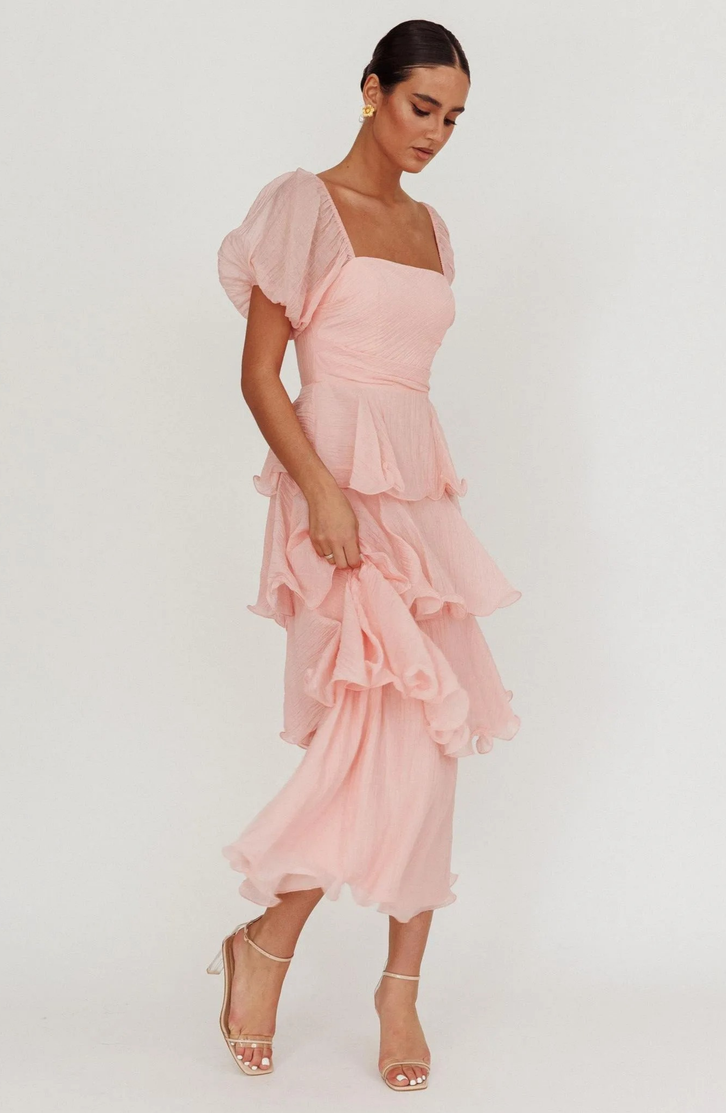 Blush Ruffle Midi Dress