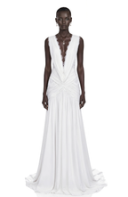 Vestido Largo Plisado con Escote en V Profundo