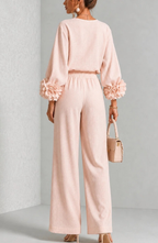 Conjunto de Top de Manga Larga y Pantalón de Pierna Ancha