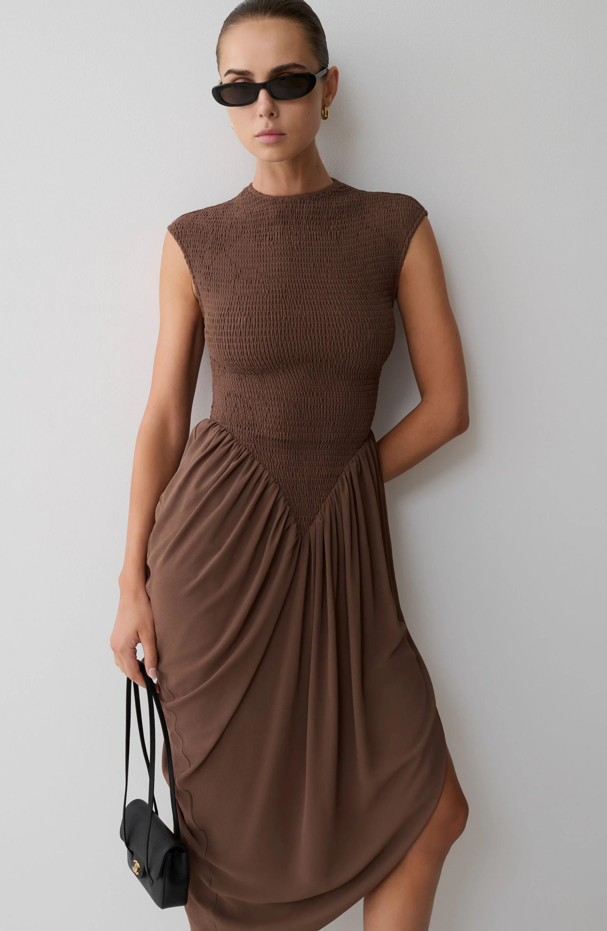 Cocoa Elegance Midi Dress