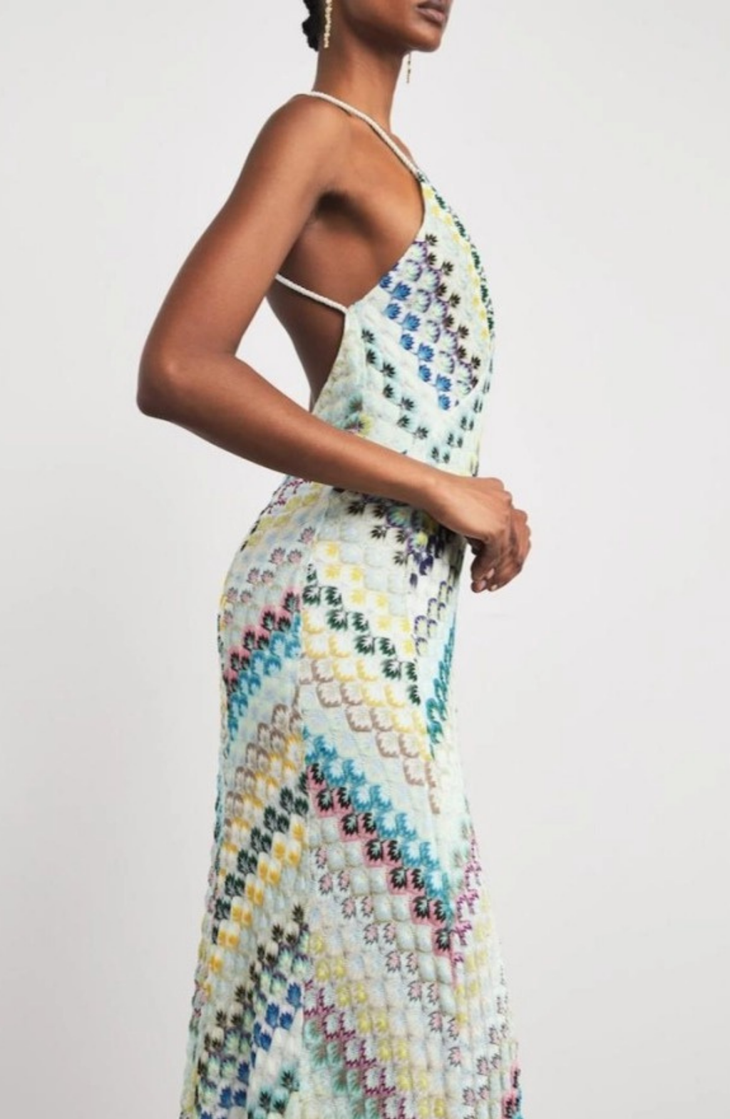 Vestido Largo de Crochet con Escote en V para Verano