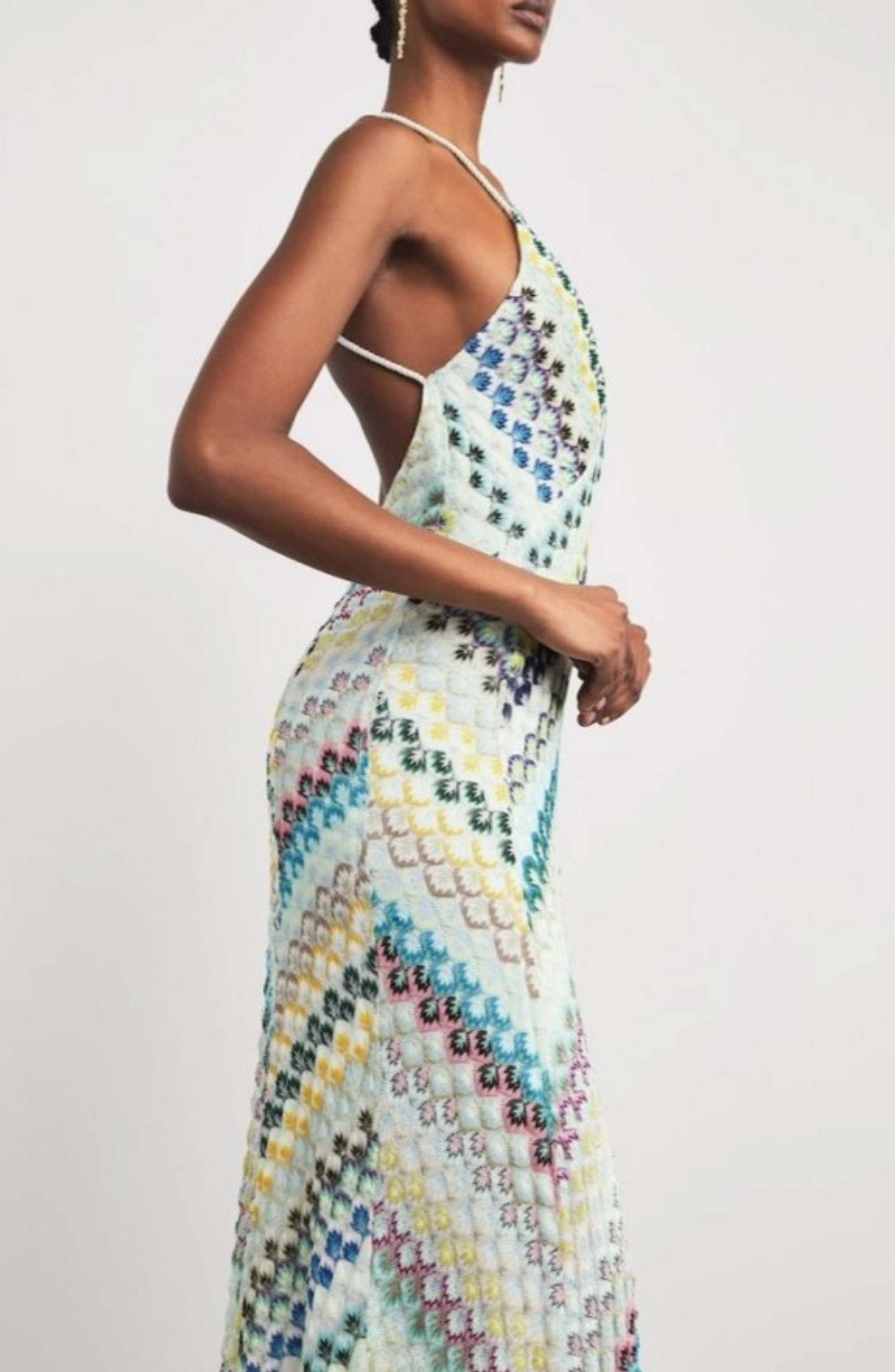 Vestido Largo de Crochet con Escote en V para Verano