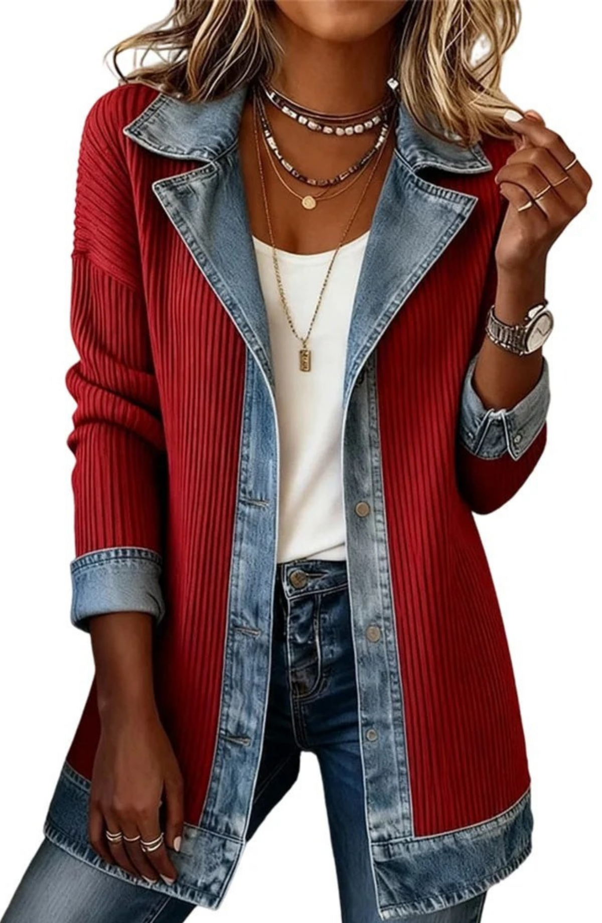Chaqueta Metropolitan con Contraste Denim