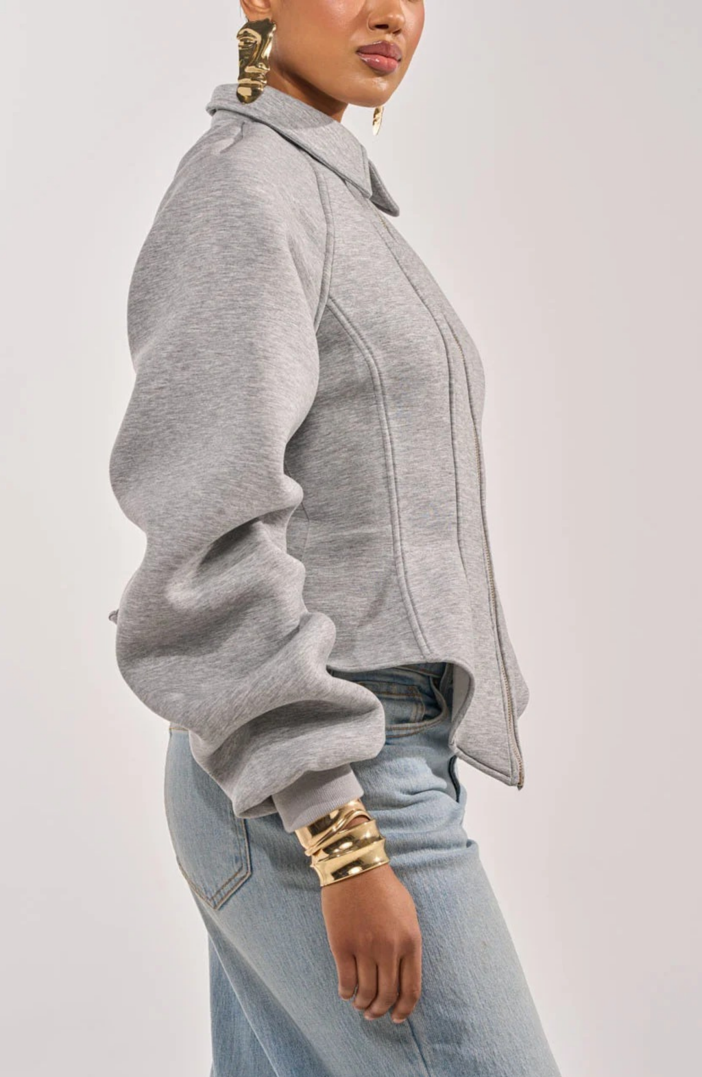 Conjunto de Chaqueta con Cremallera y Pantalón de Pierna Ancha