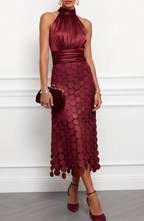 Celeste – Vestido Midi con Cuello Halter