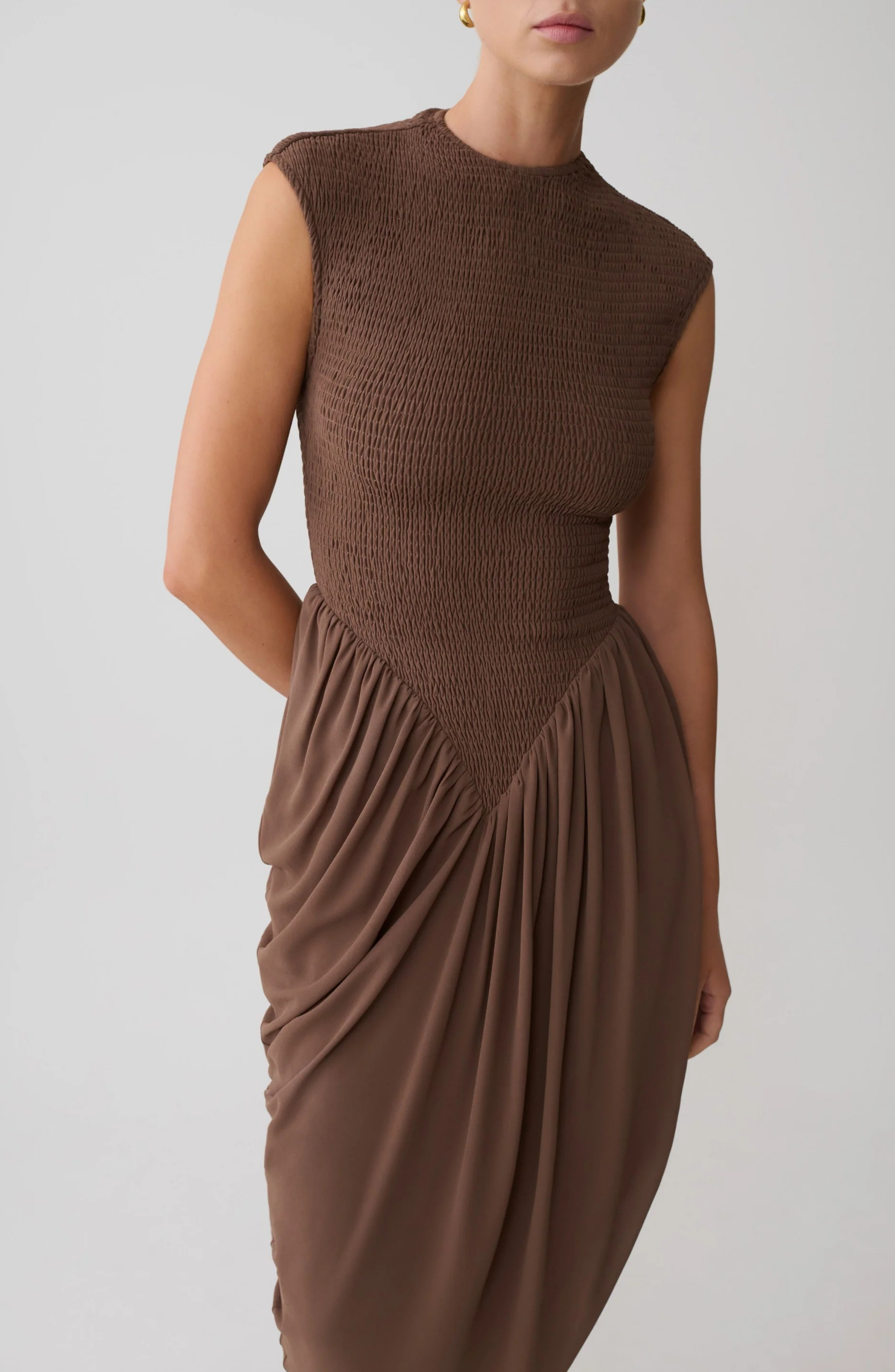 Cocoa Elegance Midi Dress