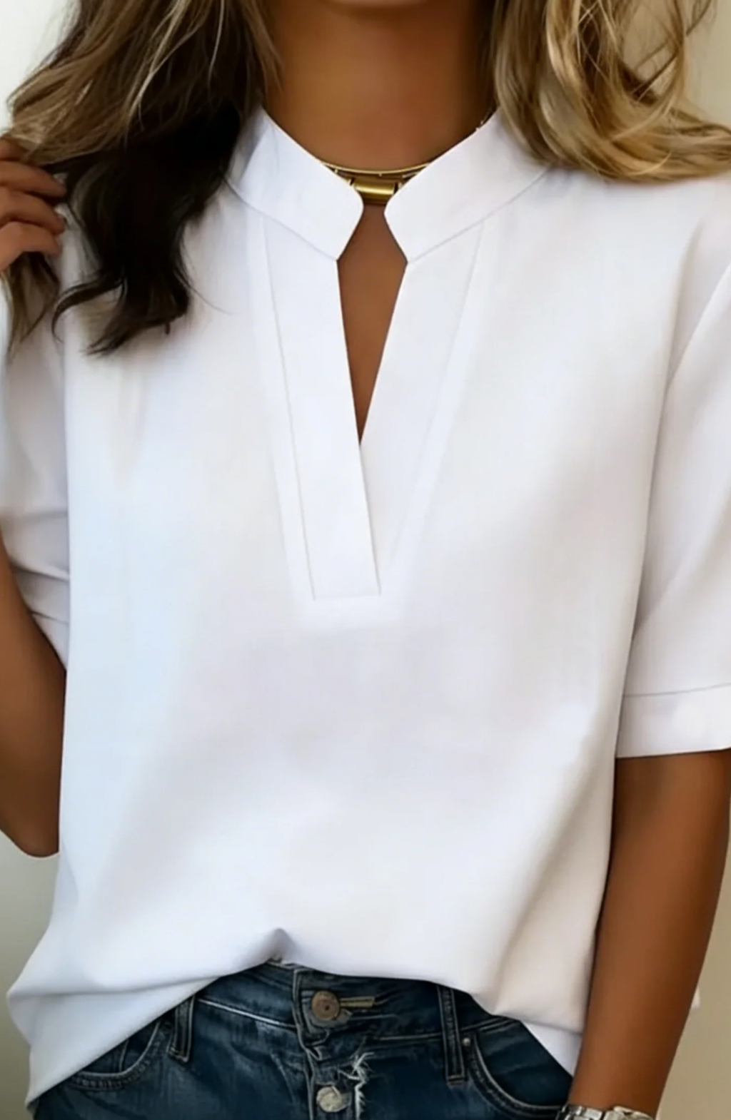 Blusa Minimal Chic de Manga Corta