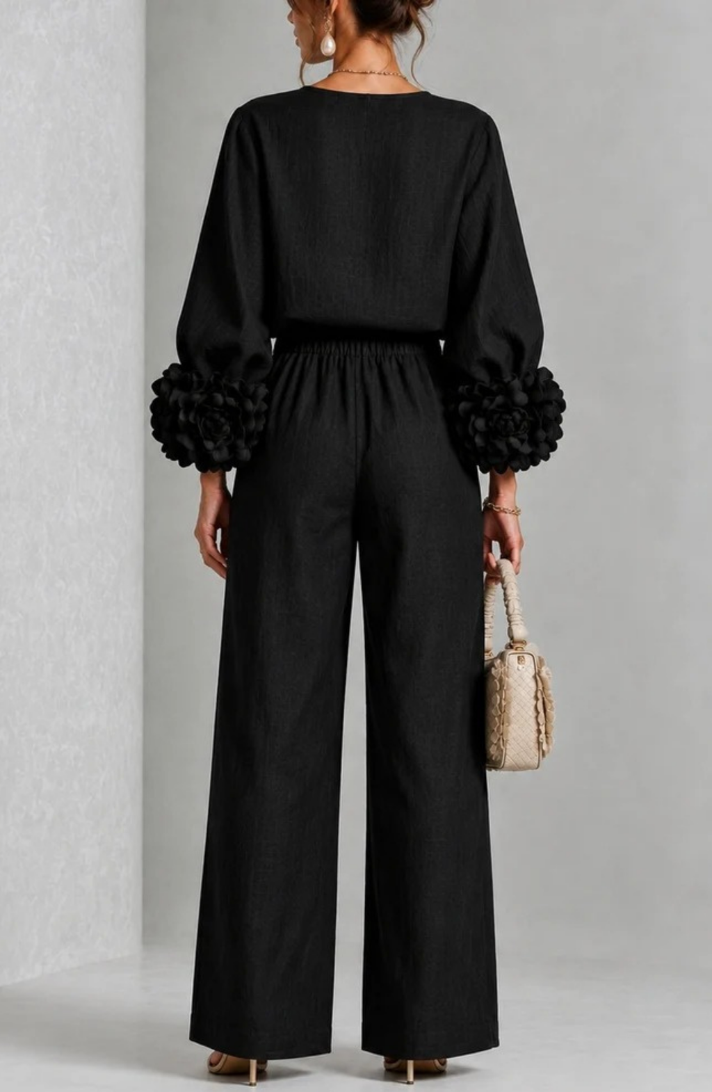 Conjunto de Top de Manga Larga y Pantalón de Pierna Ancha