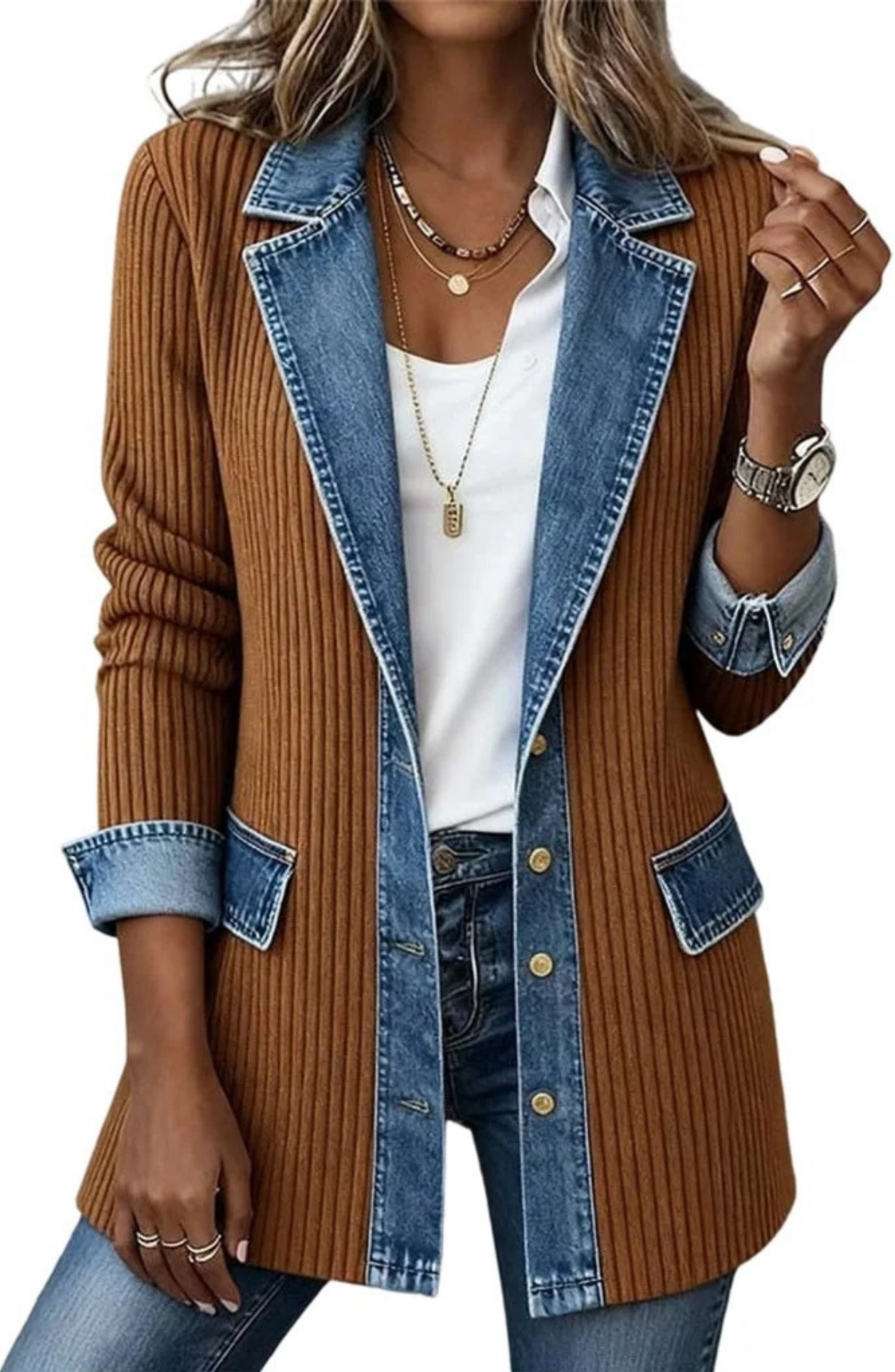 Chaqueta Metropolitan con Contraste Denim
