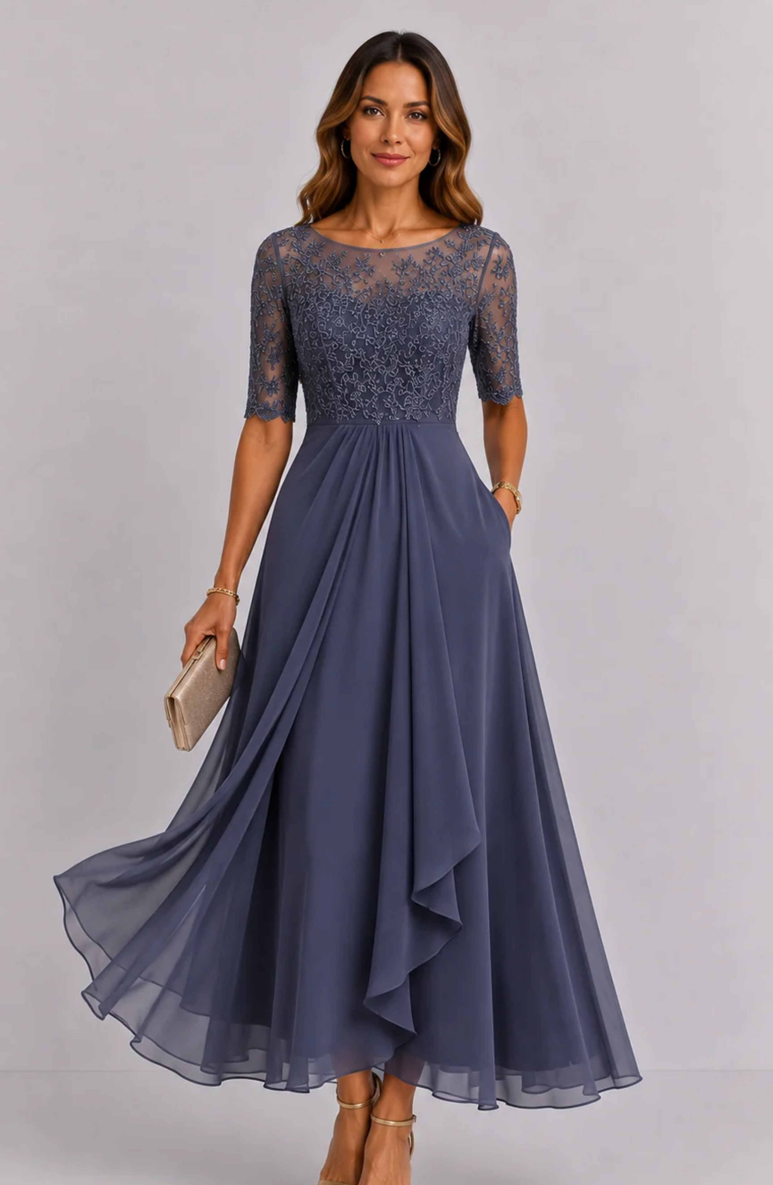 Vestido Serenité con Bordado Floral
