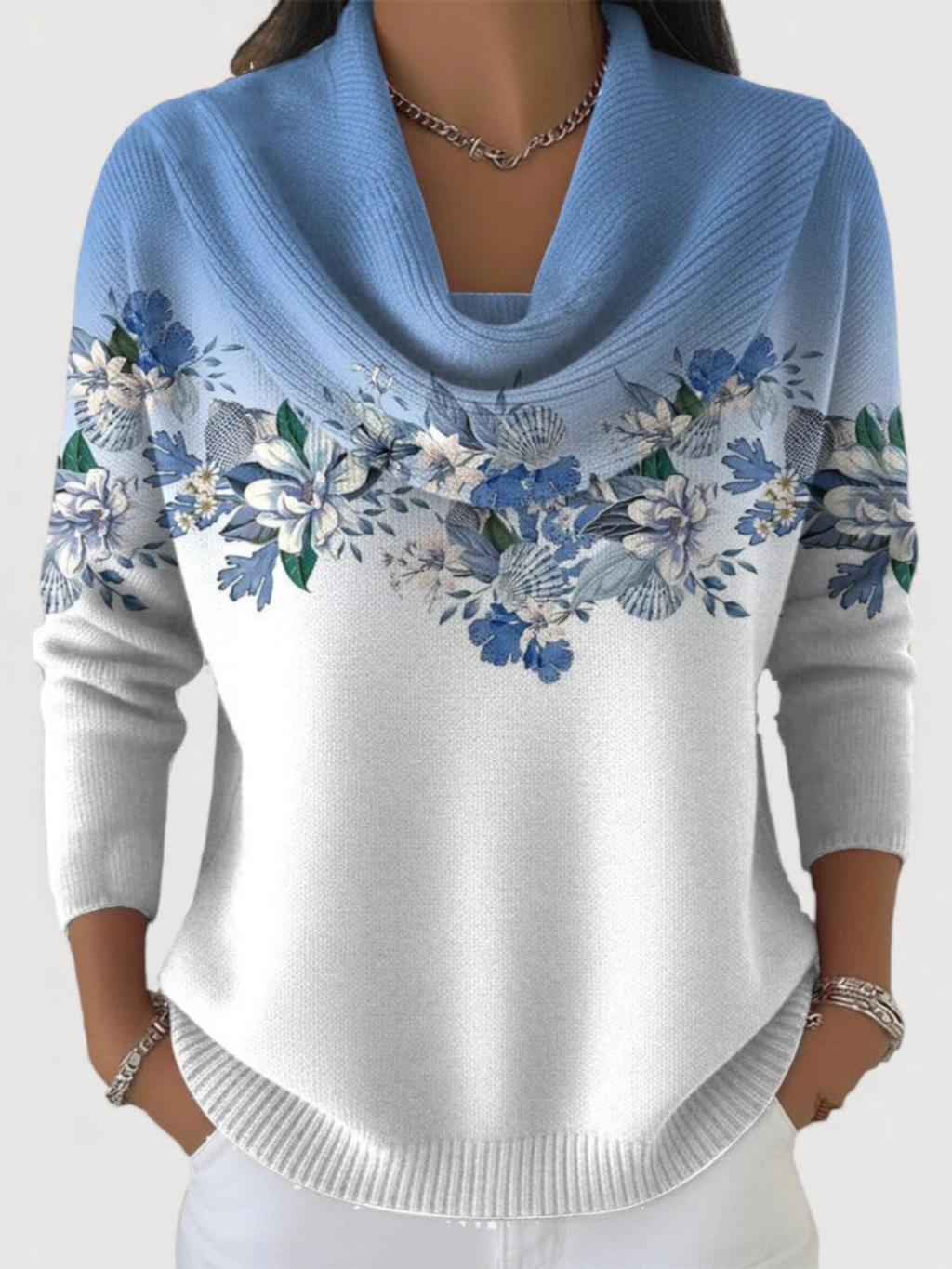 Alba | Jersey Floral con Cuello Vuelto