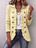 Orlane | Chaqueta de punto acanalado color crema con volantes