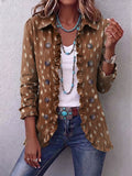 Hélène | Chaqueta bohemia marrón con estampado animal y volantes