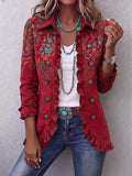 Charlotte | Chaqueta bohemia roja con volantes y estampado paisley