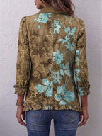 Blanco | Chaqueta vintage bohemia con volantes y estampado floral degradado
