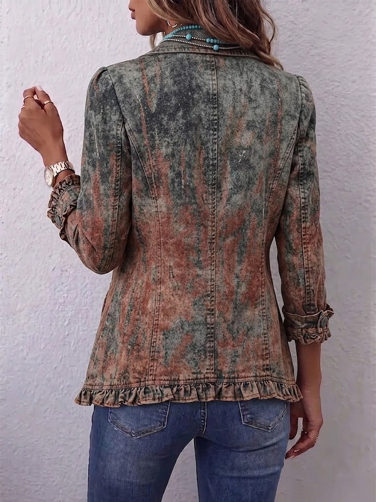 Flavie | Chaqueta vintage con textura degradada y volantes