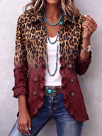 Beatrice | Blazer con estampado de leopardo degradado turquesa y volantes