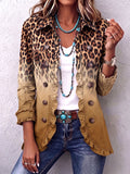 Paule | Blazer con estampado de leopardo degradado en color ocre con volantes