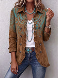 Séverine | Chaqueta marrón con estampado paisley y volantes