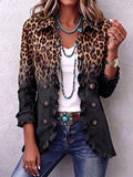 Valentine | Blazer con estampado de leopardo degradado antracita y volantes