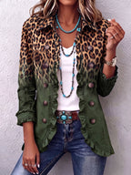 Beatrice | Blazer con estampado de leopardo degradado turquesa y volantes
